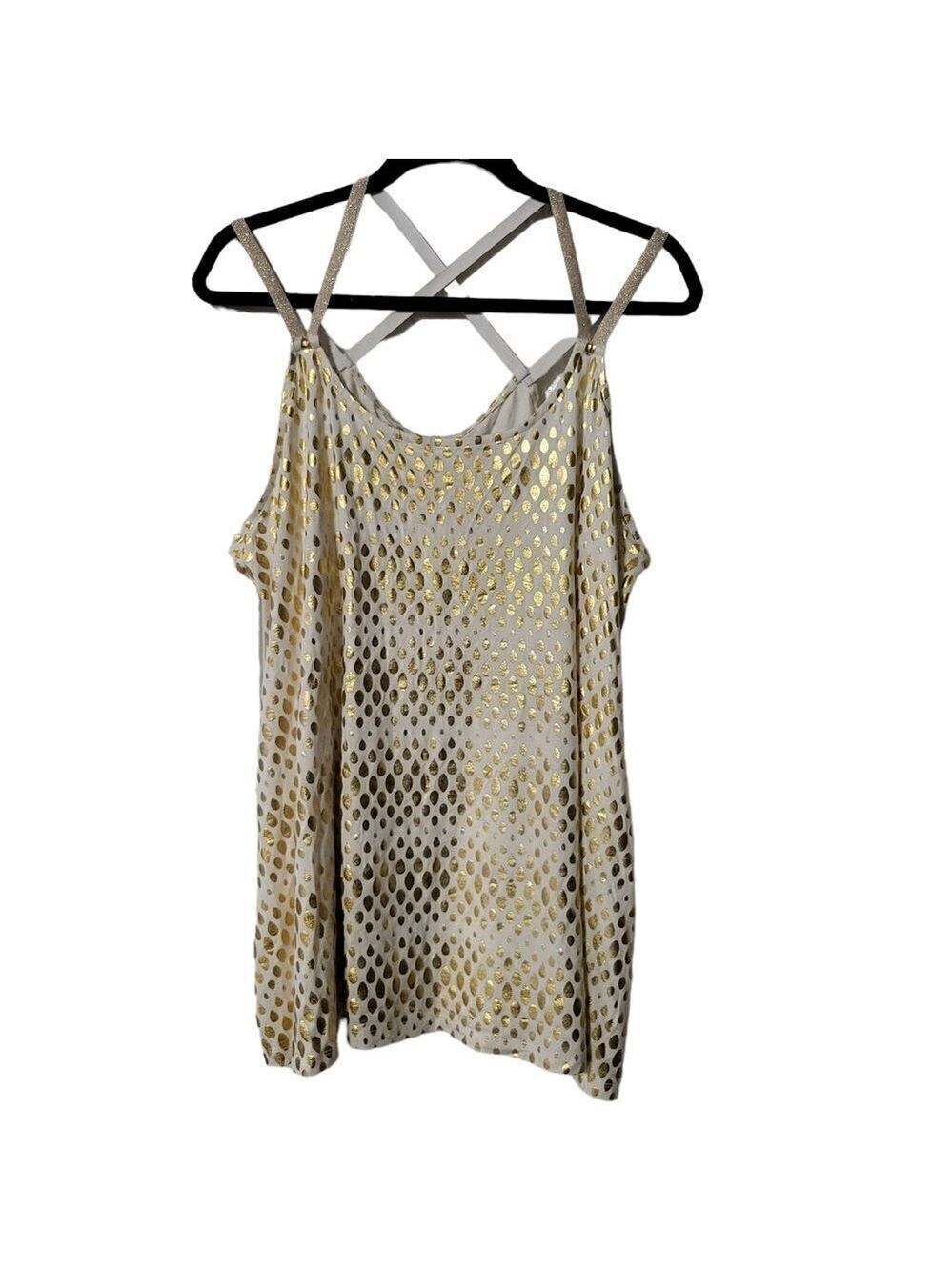 Lane Bryant gold and white top